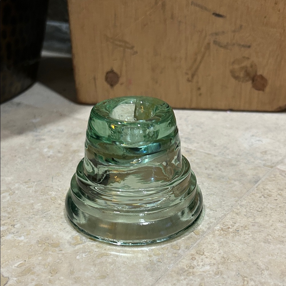 Vintage decorative candlestick holder handcrafted from recycled glass